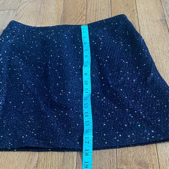 LOFT Black and Navy Tweed Mini Skirt with Sequins - Picture 13 of 15